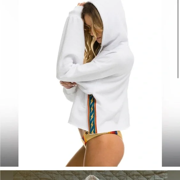 Aviator Nation White Cropped Hoodie size XS - Picture 2 of 7
